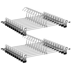 SONGMICS Hosenbügel aus Metall, 20er Set, Rockbügel, 40 cm lang, Kleiderbügel mit verstellbaren Clips, verchromter Haken um 360 degree drehbar, schwarz-silbern CRI006-20, 40 x 10,5 cm (H x B)