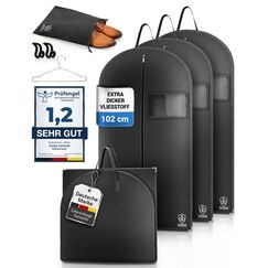3 x Kleidersack Anzug + Bonus Schuhbeutel - 102 x 60 cm - Kleiderhülle Hält Ein Leben Lang | Anzugtasche - Bis zu 56% Dickeres Material (125 GSM) | Atmungsaktiv & Wasserdicht | Reise Schutzhülle