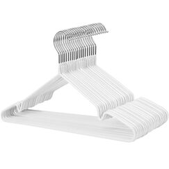 SONGMICS Kleiderbügel aus Metall, 20 Stück, für Hemden, Hosen, Kleider, PVC-beschichtet, rutschfest, mit Kerben, weiß, CRI33WT20