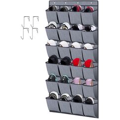 homyfort Organizer über der Tür für Schuhe, schuh regal Ordnungssysteme Schuhaufbewahrung, hängender Schuh-Halter, mit 24 Taschen, 156x56cm, Grau Leinen, X3G12GP2