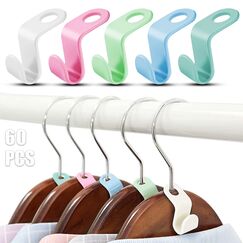 Dreamark Platzsparende Kleiderbügel, 60 Stück, ABS-Kunststoff, mehrfarbig, Kleiderbügelverbinder, Aufbewahrungshaken