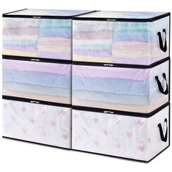 Lifewit 6 Stück Transparente Plastik Aufbewahrungstasche, 60L Kleideraufbewahrung Kleiderschrank Aufbewahrung Umzugskartons Aufbewahrungsboxen mit Verstärkter Griff für bettdecken, Kleidung, Decke