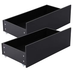 DORAFAIR Schublade für Bett, 2er Set Unter Bettschubladen Schubkasten mit weißen Rollen 90 x 47 x 27 cm, Schwarz
