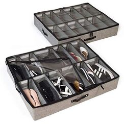 storageLAB Jokoo Schuh-Organizer für Unterbett, verstellbare Trennwände, 2 Stück, passend für 24 Paar insgesamt, Unterbett-Aufbewahrungslösung (grau)