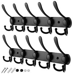 GlazieVault Kleiderhaken wand - Garderobenleiste Edelstahl (2 Stuck), Garderobenhaken Schwere, Garderobe Wandhaken, Wandgarderobe, Hakenleiste (Schwarz)