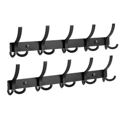 Optish 2 Stück Garderobenhaken mit 15 Haken, Kleiderhaken wand für Schlafzimmer Bad Küche, Hakenleiste Garderobe für Jacken, Mäntel, Taschen, Hüte und Schals bieten (Schwarz)