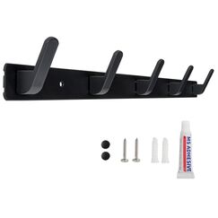 Sevenpers Kleiderhaken Hakenleiste, Garderobenhaken, Stabile Garderobenleiste- Schwarz Hakenleiste Wandgarderoben mit 5 Haken für Küche, Bad und Schlafzimmer