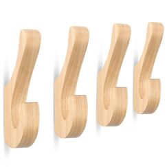 SAUNNIHEN 4 Stück Kleiderhaken Einzeln, Garderobenhaken Holz, Multifunktionaler Wandhaken Vintage, Handtuchhaken, Garderobe für Schlafzimmer, Wohnzimmer, Flur (Doppelhaken)