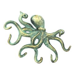 Hampton Nautical Antique Bronze Cast Iron Octopus Hook 11 Inch - Decorative Hook - Sealife Metal Wall Hook
