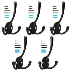 YIHATA 5 Stück Garderobenhaken Kleiderhaken Wandhaken Schwarz Vintage, Metall Kleiderhaken mit 20 Schrauben, für Badezimmer Küche Schlafzimmer