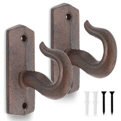 Glaskönig - 2x Rustikale Wand und Deckenhaken aus Gusseisen im Landhaus Design-Kleiderhaken antike Garderobenhaken - inklusive Befestigungsmaterial (Landhaushaken-Gusseisen, Antik Braun)