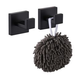 KOKOSIRI B1010BK-P2 Badetuchhaken, Wandhalterung, quadratisch, Kleiderhaken, Badezimmer, Küche, Garage, strapazierfähig, Wandmontage, SUS 304 Edelstahl, mattschwarz, B1010BK-P2