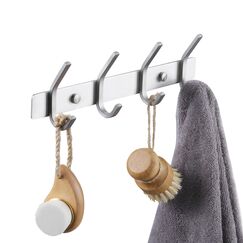 KES Kleiderhaken Garderobenleiste Hakenleiste Edelstahl SUS304 Kleiderhakenleiste Garderobenhaken 4 Haken Gaderobe Wand Handtuchhalter Bad Gebürstet, AH203H4-2
