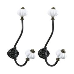 NIKKY HOME Wandhaken, dekorativ, 2 Stück, zum Aufhängen, rustikal, Vintage, Kürbis, Metall, Eisen, Keramik, antik montiert, Wandhaken für Handtücher, Mäntel, Taschen, Schals, Mützen, Badezimmer, weiß