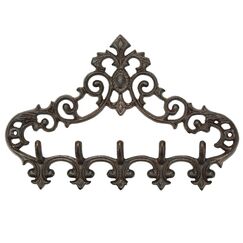 Sungmor Retro Style Gusseisen Wandhalterung mit 5 Haken - 13,07 × 8,74 Zoll/Aushöhlungsmuster Dekorative Hängegestell - Charming Home Decor