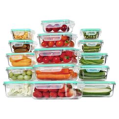 Vtopmart 15 Stück Meal Prep Boxen Glas, Glasdosen mit Deckel Set, Frischhaltedosen Glas mit Auslaufsicherer Verschlussdeckel, für Mikrowellen-, Gefrierschrank- und SpüLmaschinenfest