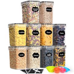 GoMaihe 1.6L Vorratsdosen 10 Set, Aufbewahrungsbox Küche Luftdicht Behälter aus Plastik Mit Deckel, Vorratsbehälter zur Aufbewahrung von Nudeln, Müsli, Reis, Mehl, und für futter Haustiere, MEHRWEG