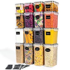 Vorratsdosen mit Deckel Luftdicht Set of 16, BPA frei, Aufbewahrungsbox mit Deckel Küche, Mottensichere Küchen Organizer Cornflakes Müsli Mehl Aufbewahrung, Vorratsbehälter mit Etiketten