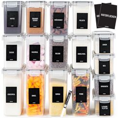 Deco haus® Vorratsdosen mit Deckel luftdicht 16er Set - Für Nudeln, Müsli, Mehl - Aufbewahrungsbox mit Deckel - Vorratsbehälter Küche Aufbewahrung & Organisation - Kitchen Storage