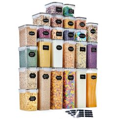 GoMaihe Vorratsdosen 25 Set Aufbewahrungsbox Küche Organizer, Luftdicht Vorratsbehälter Plastik mit Deckel, Vorratsdose für Müsli Mehl Kaffeebohnen Cornflakes Spaghetti Aufbewahrung