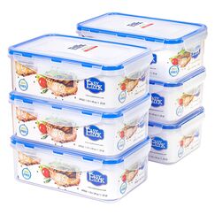 EASYLOCK 6PACK 1,15L Plastik Frischhaltedosen Set mit Deckel, Meal Prep Boxen, Aufbewahrungsbox Küche, Mikrowellengeschirr Lebensmittelbehälter, Rechteckig Gefrierdosen, Luftdicht Brotdosen