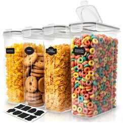 KICHLY Müslibehälter Aufbewahrung – Müslispender & Lebensmittelaufbewahrungsbehälter für Speisekammer-Organisation und Aufbewahrung – Kanister-Sets für Küchentheke (Klar, 4er-Pack)