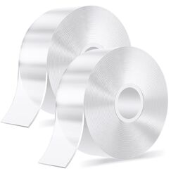 kinkaivy 10M Doppelseitiges Klebeband Extra Stark Transparent, Abnehmbar Spurlos Nano Tape, 2 Rollen Double Sided Tape, Klebeband Doppelseitig Ablösbar für Foto Wand, Postern, Teppich, Küche, Zuhause