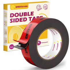 Emitever Doppelseitiges Klebeband Extra Stark - 5m x 25mm, Wasserdichtes Multifunktionales Montageklebeband für Wand und LED-Streifen, Auto, Wohn, Bürodekor und Außende