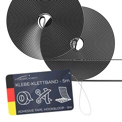 KabelDirekt – Klebe Klettband extra stark, selbstklebend – 5m Rollen, 20mm breit – zuschneidbare Klett-Rolle/Klettband zum Kleben, beidseitig (Klettverschluss/Hakenband & Flauschband zum Aufkleben)