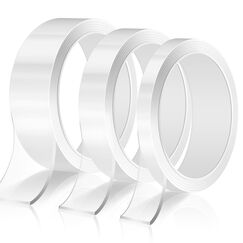 3 Rollen Extra Starkes Transparent Klebeband - Doppelseitig, Abwaschbar, Spurlos, Nano Beidseitiges Klebeband für Teppich, Foto, Auto, Küche, Büro