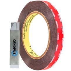 CANOPUS Profi Doppelseitiges Klebeband Extra Starkes, Wasserfest 5925 Klebeband (12,7mm x 4,5m) Wasserdicht Klebeband für LED Streifen, Montageklebeband, Innen, Außenbereich, Wohnkultur, Schwarz