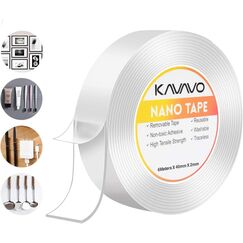 600 cm*40 mm Nano Klebeband, Doppelseitiges Klebeband Extra Stark Magisch Transparent Ablösbar Klebestreifen Spurloses Waschbares für Teppich