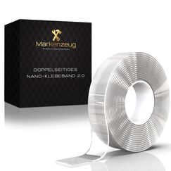 MARKENZEUG Nano Tape Extra Stark Doppelseitiges Klebeband 3M - Waschbar & Wiederverwendbar Klebeband Transparent für Wandmontage, Teppich Fixieren & Büro-Organisation - Nano Gel Pad Ohne Bohren