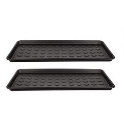 BigDean 2er Set Schuhabtropfschale Schuhablage groß - Abtropfschale für Schuhe - 71,5 x 34,5 x 3 cm - Schuhmatte mit erhöhtem Rand - Schuh-Abtropfschale für Regen, Herbst & Winter - Made in EU