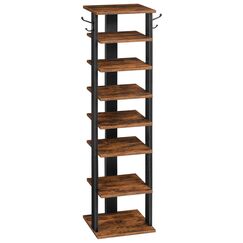 HOOBRO 8-lagiges Schuhregal, schmales Schuhablage, Schuhschrank mit 2 Haken, Ablagegestelle, platzsparend, Stabil, für Eingang, Wohnzimmer, Schlafzimmer EBF07XJ01G1