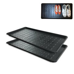 2 STK. | XXL Schuhabtropfschale Schuhmatte Ablage | Schuhablage mit erhöhtem Rand Set Abtropfschale große Schuhunterlage Napfunterlage