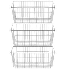 SANNO Gefrierkörbe, Bauernhaus-Organizer, Draht-Metall-Aufbewahrungsbehälter, großer Organizer, langlebiger Metallkorb, Speisekammer, Organizer für Küchenschränke, Gefrierschrank, Zuhause, 3er-Set