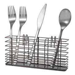 SANNO Edelstahl-Utensilien-Wäschekorb, Halter, Besteck, Utensilienhalter, Besteck-Organizer, Edelstahl-Gestell mit Haken, abnehmbarer Abtropfgestell, Besteckhalter, Schwarz