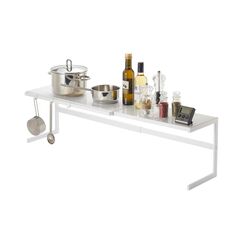 Yamazaki 4480 Tower Ausziehbares Küchenregal, weiß, Stahl, Minimalistisches Design, 54～92 x 22,5 x 25 cm (LxBxH)