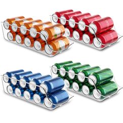 KICHLY Dosen Organizer für Speisekammer (4er-Pack) - Dosenhalter Kühlschrank - stapelbar & platzsparend - Spender für Getränkedosen Vorratskammer, Kühlschrank & Gefrierschrank (Clear)