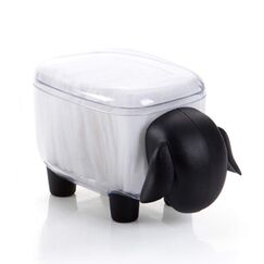 porlik Qtip Zahnstocher / Wattestäbchenhalter, Schaf-Form, mit Deckel, Schwarz