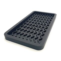 Happitasa Silikon-Küchenspüle-Organizer, Tablett und Schwammhalter, Zickzack-Stil (schwarz, 25,4 x 13,3 cm)