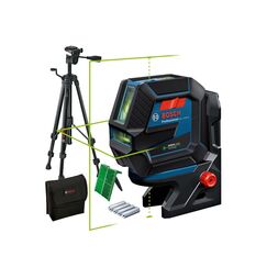 Bosch Professional Kreuzlinienlaser GCL 2-50 G (gr&uuml;ner Laser, Innenbereich, Halterung RM 10, Stativ BT 150, sichtbarer Arbeitsbereich: bis 15 m, 4x AA-Batterie, in Kartonschachtel)