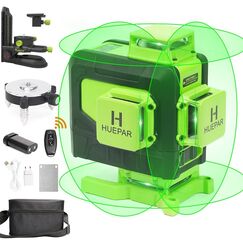 Huepar 904DG 4x360 Laserniveau Selbstnivellierend 16 Linien Gr&uuml;ner Strahlen 4D Kreuzlinien Fliesen Boden Laserwerkzeug-Horizontale & vertikale Laserlinien mit Fernbedienung,magnetische Halterung