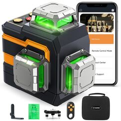 Kreuzlinienlaser, CIGMAN APP Intelligente Kontrolle 3x360 Grad Selbstnivellierend Laser Wasserwaage, mit Wiederaufladbarer Lithium-Batterie, Baulaser Kreuzlaser Gr&uuml;n f&uuml;r Innenbereich Bauste, (CM-S01)