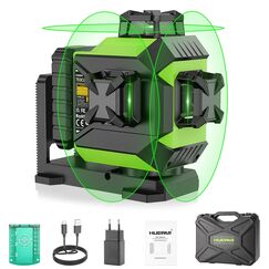 Huepar 360 Kreuzlinienlaser mit 12 Linien Selbst-Nivellierung-Kreuzlinienlaser Nivellierger&auml;t mit 3D Gr&uuml;nen Strahlen 30M mit Pulsmodus Ausrichten Laser-Werkzeug, Lithium-Ionen-Akku 703CG