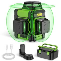 Huepar Kreuzlinienlaser 360 gr&uuml;n, selbstnivellierend, wiederaufladbar, Laser Wasserwaage 3x360&deg;, 3D-Nivellierger&auml;t f&uuml;r Bauarbeiten, mit starker Magnethalterung und robustem Transportkoffer &ndash; HM03CG