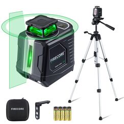 Kreuzlinienlaser mit Stativ, Firecore Selbstnivellierender Laser mit horizontalen und vertikalen Linien, Baulaser Kreuzlaser Linienlaser mit Magnethalter 4&times;AA-Batterien, f&uuml;r Innenbereich Baustelle