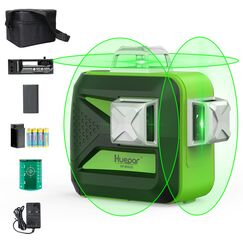 Huepar 603CG 3 x 360 Kreuzlinienlaser Gr&uuml;n, 360 Grad Linienlaser Selbstnivellierenden Laser Level mit Pulsfunktion, 25m Arbeitsbereich, (inkl. Universal Lithiumbatterie, AA Batterie und Halterung)