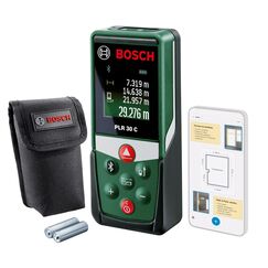Bosch Laserentfernungsmesser PLR 30 C (Distanz bis 30m pr&auml;zise messen, Bluetooth-Konnektivit&auml;t, Messfunktionen)